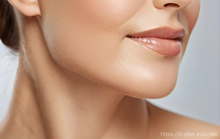 목 지방 제거 시술 - Refined Jawline Transformation: Before and After**

*   **Prompt:** A split image, depicting a profe...