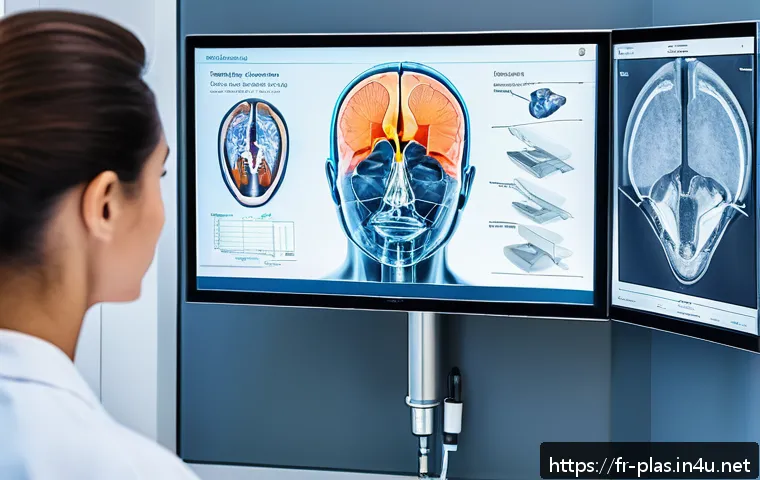 광대 축소술 후기 - A professional maxillofacial surgeon consulting with a French patient in a modern clinic setting, sh...
