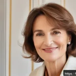 중안면 리프팅 장점 - A natural-looking middle-aged French woman in her 50s with subtle facial volume restoration, showing...